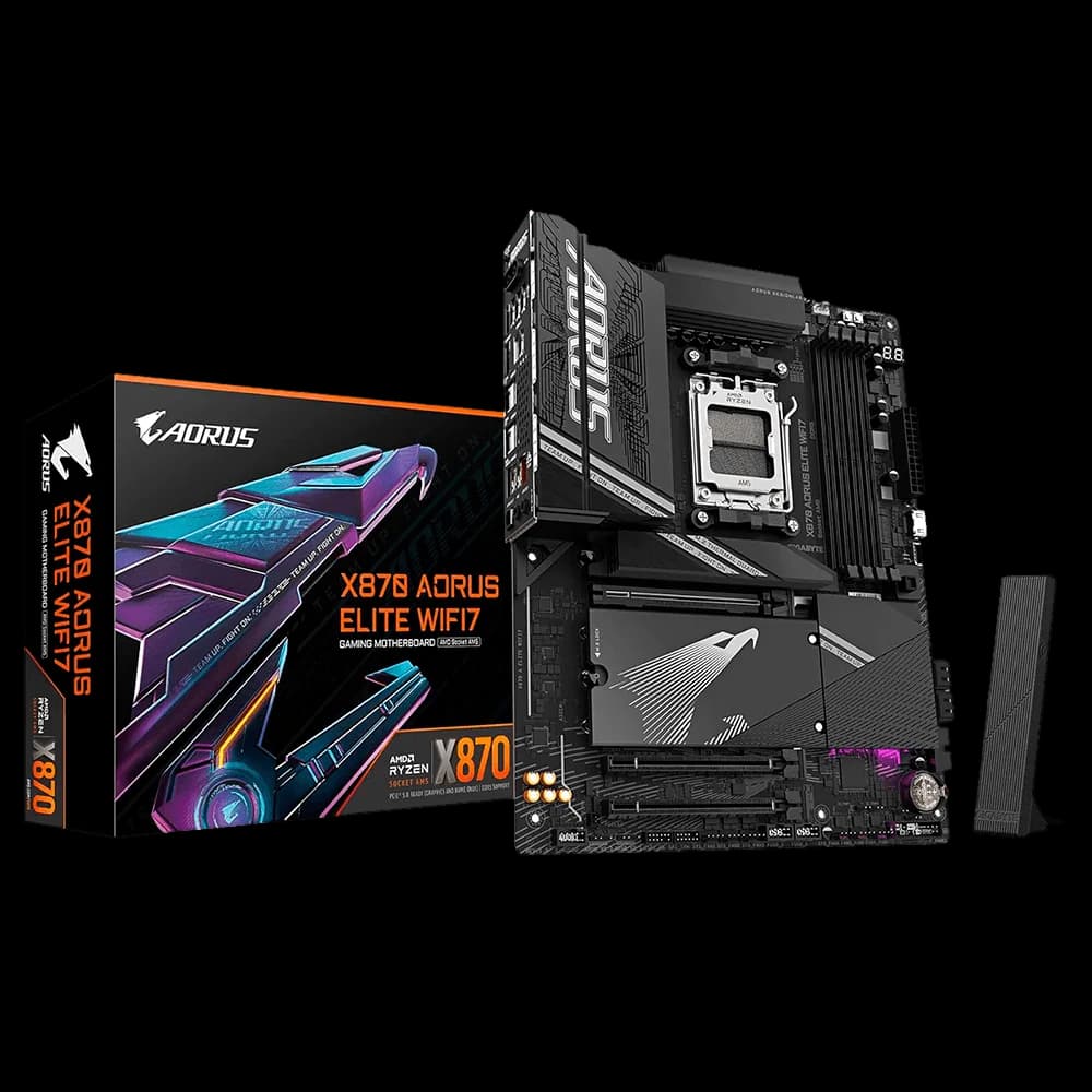 Tarjeta Madre GIGABYTE X870 AORUS Elite WIFI7 / AM5 / ATX / DDR5 / 4X M.2 / PCIe 5.0 / USB4 / Wi-Fi 7 / 2.5GbE LAN / EZ-Latch / Q-Flash / X870 A ELITE WIFI7 / PROMOGB / GIGTM