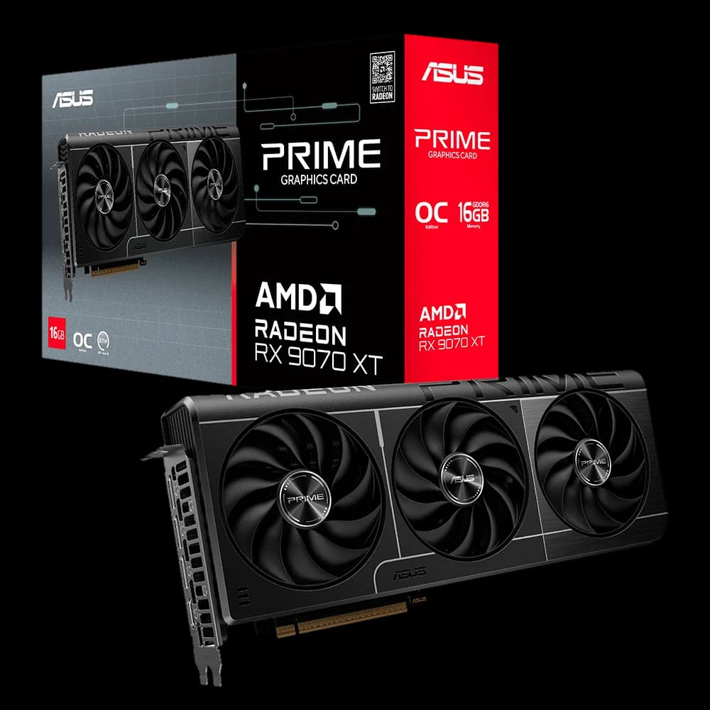 Tarjeta de Video ASUS PRIME RX 9070 XT OC Edition / AMD Radeon / 16GB / 256-bit GDDR6 / PCI Express 5.0 / PRIME-RX9070XT-O16G
