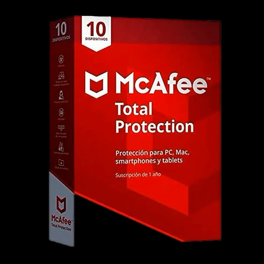Antivirus McAfee Total Protection / 10 Dispositivos / 1 Anio / Windows Mac Android iOS / MTP00LNRXRDA