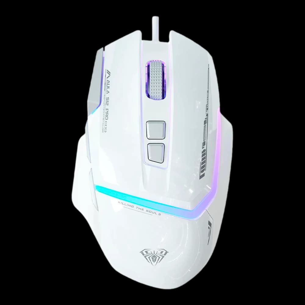 Mouse Gamer AULA Mountain S12 Pro / 12800 DPI / RGB / 8 Botones Programables / USB / Blanco / S12 PRO GAMING WHITE