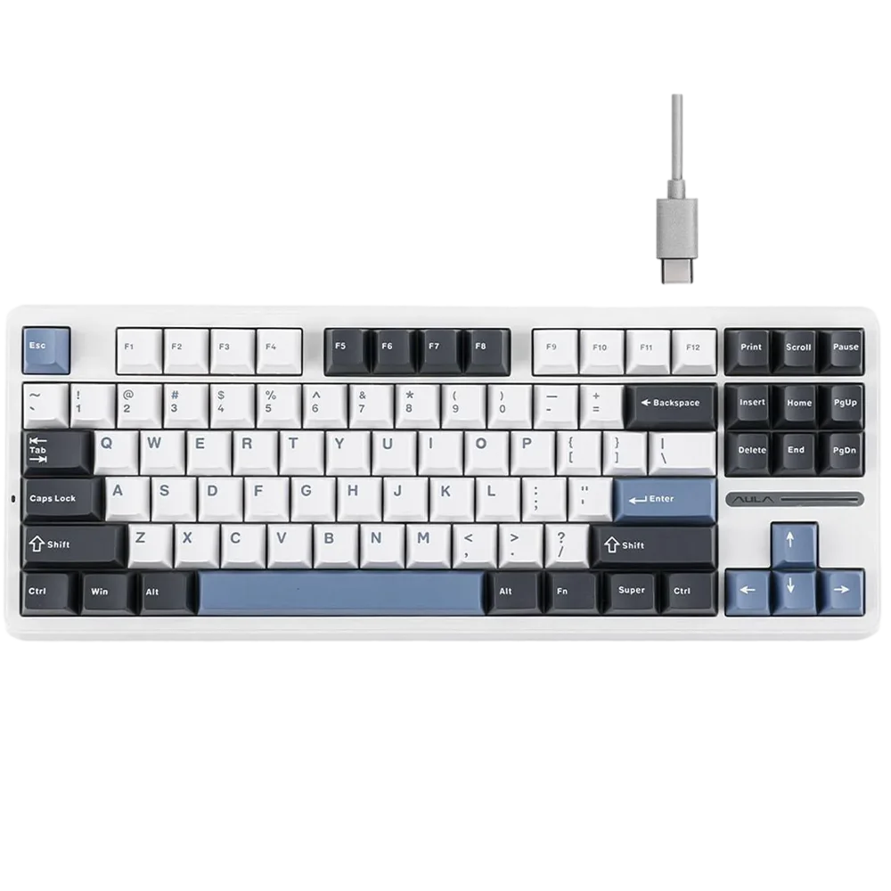 Teclado Mecanico AULA F75 Wired / 75% / Switch Red / Hot-Swap / RGB Rainbow / USB-C / Perilla / Negro / F75 BLACK