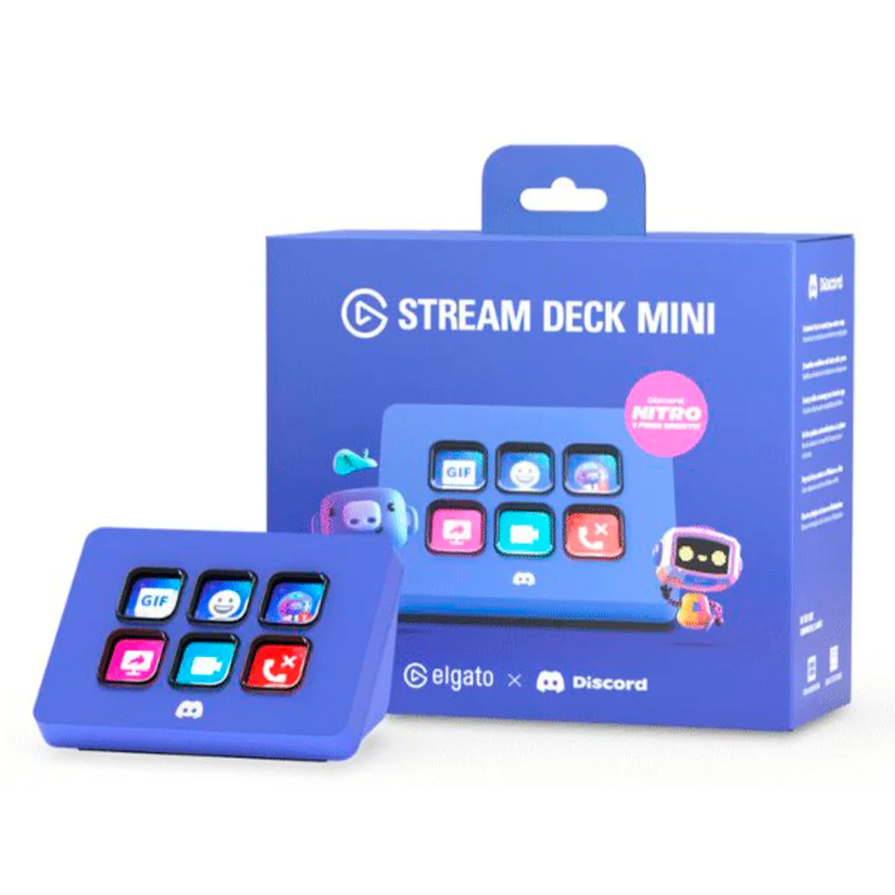 Stream Deck Mini Elgato Discord Edition / Controla Zoom, Teams, PowerPoint, MS Office etc, / 6 Teclas / Alámbrico / USB / 10GAI9931