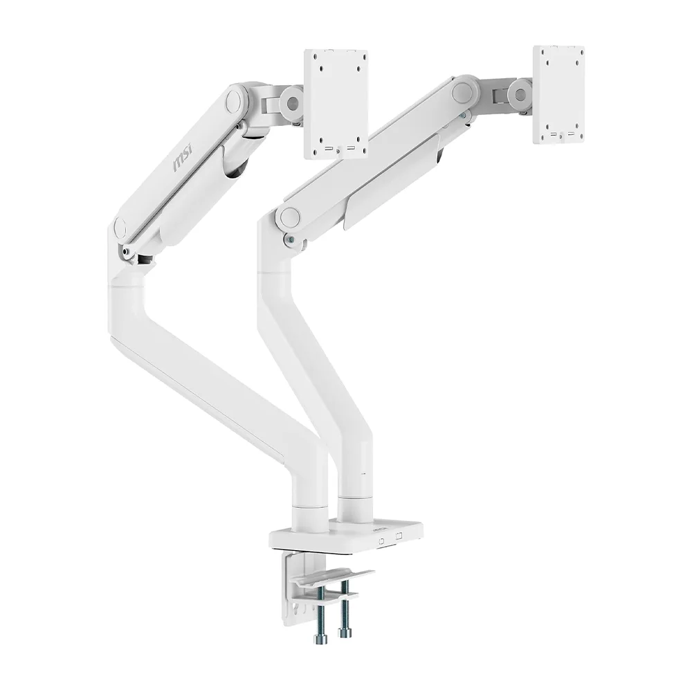 Soporte para Monitor MSI MAG MT201DW / Compatible con 2 Monitores de 17" a 45" / Hasta 20kg por Monitor / VESA 75x75 y 100x100 / Ajuste de Altura, Giro, Inclinación y Pivot / Gestión de Cables / Blanco / MAG MT201DW