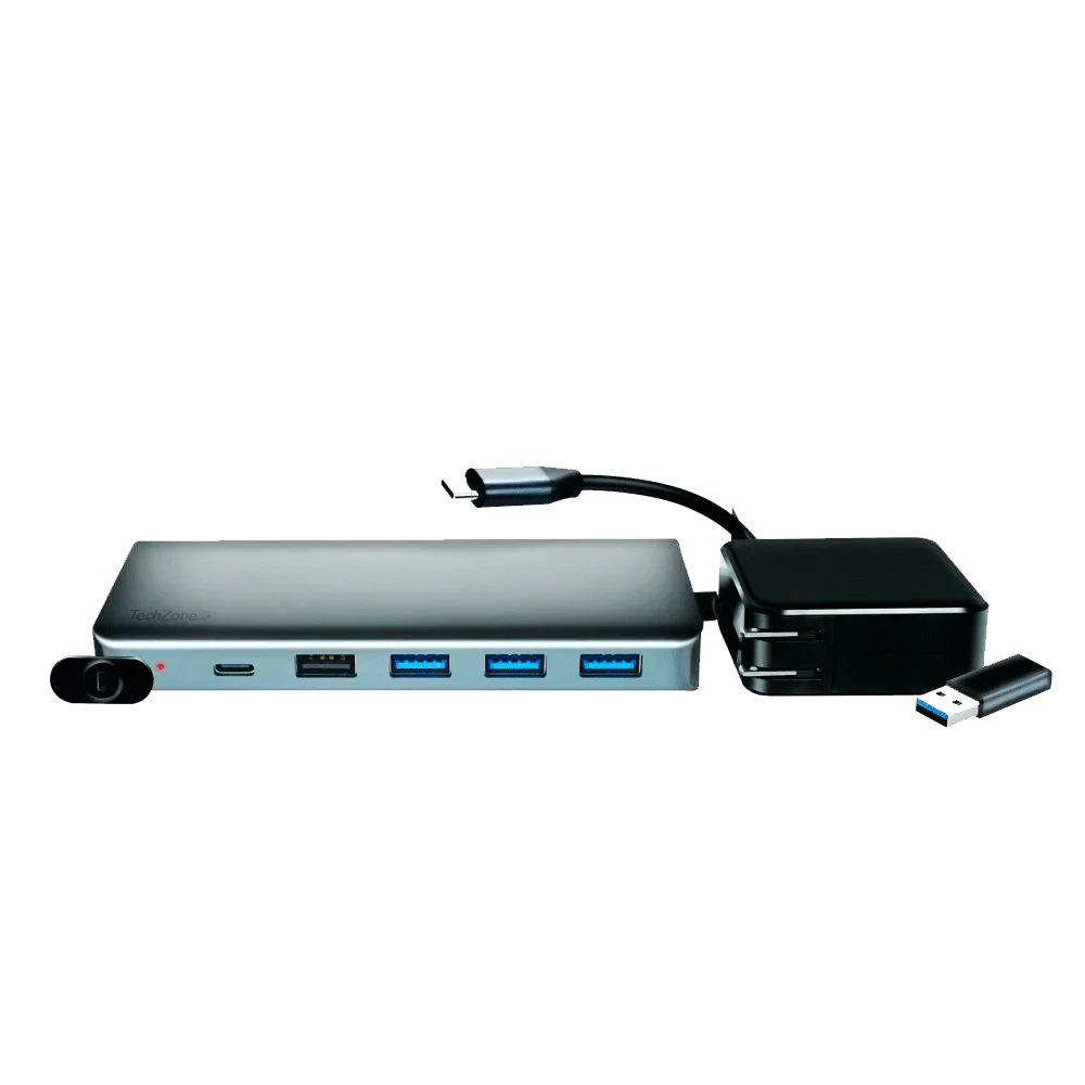 Docking Station Techzone / Adaptador Multipuertos / USB 3.0 y 2.0 / Puerto LAN / VGA + HDMI / USB Tipo C / Plug 3.5mm / SD + Mini SD / TZ21DS2C