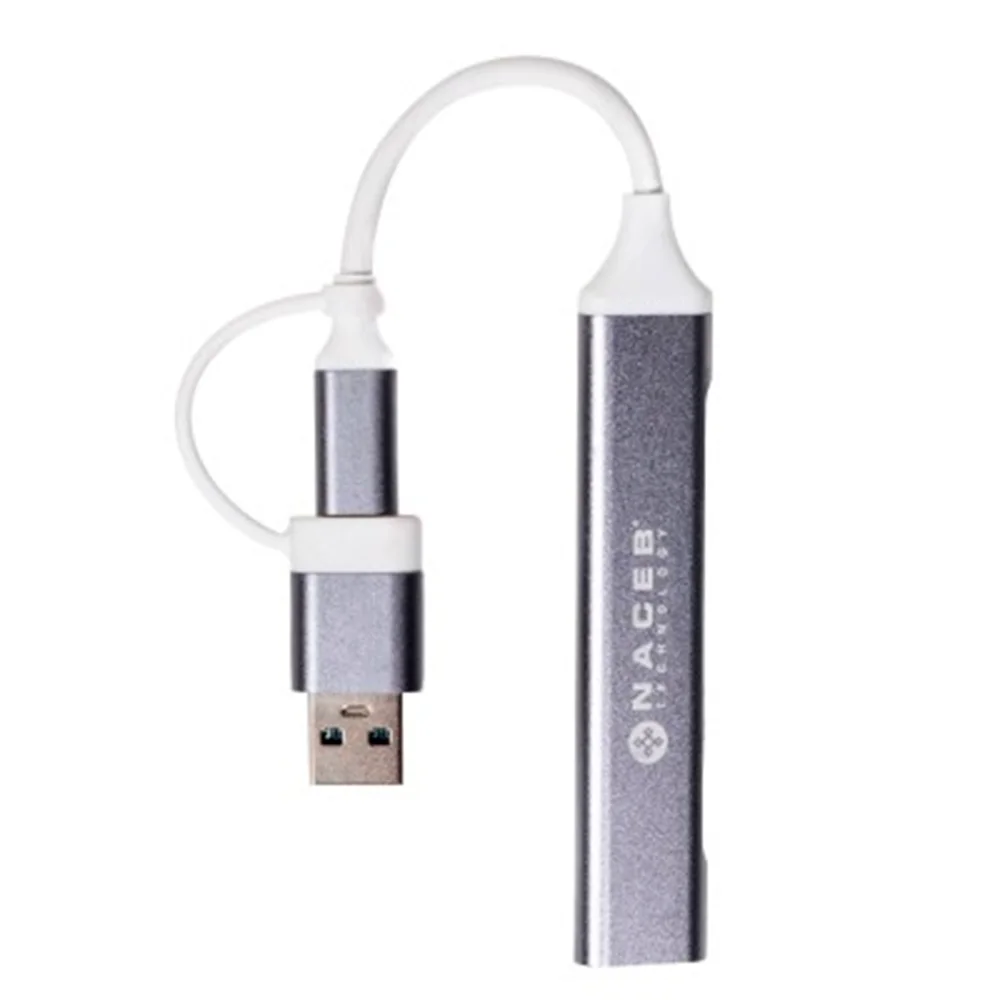Adaptador NACEB Hub Usb-C/A a 4 Puertos 1*Usb 3.0 / 3*Usb2.0 / NA-0124