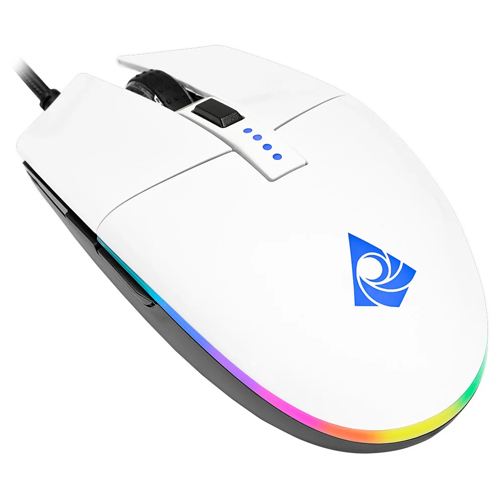 Mouse Gamer Munfrost Triton White Glossy / Óptico / USB / Sensor Pixart PWM 3360 / Iluminación ARGB / Hasta 12,000 DPIs / 6 botones / MOU-MUN-002