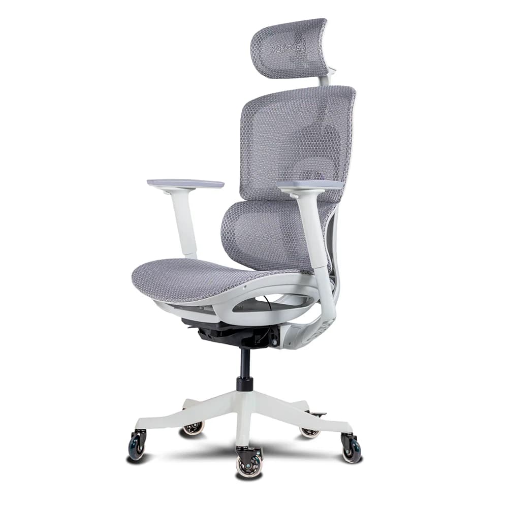 Silla Gamer Munfrost NEO / Color Blanco / Inclinación de hasta 145 Grados / Con Soporte Lumbar / Hasta 180kg / Foam Original + Malla /