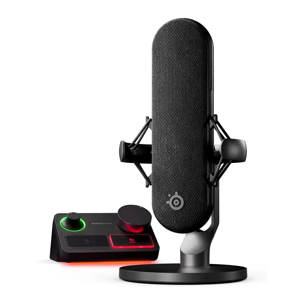 Micrófono SteelSeries Alias Pro XLR + Mezclador de Secuencia / 3 cápsulas más Grandes para Juegos / Transmisión y Podcasting / Interfaz USB/XLR / 61596