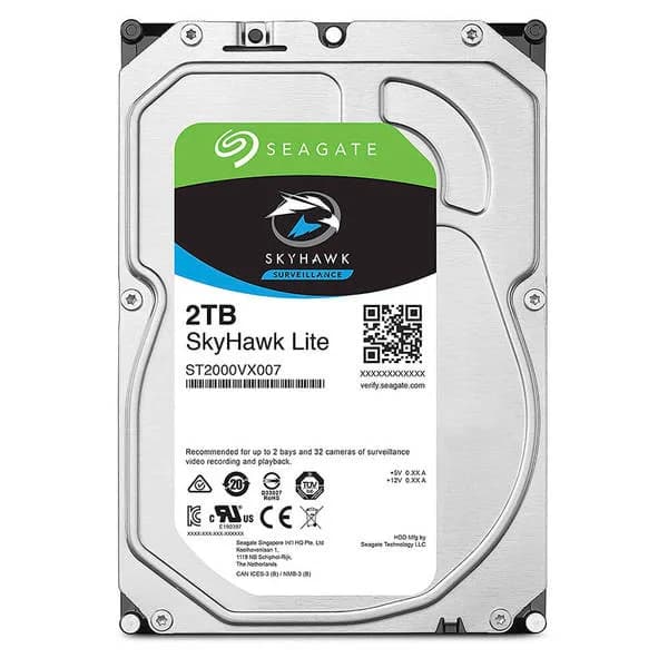 Disco Duro Interno Seagate Skyhawk Lite 2TB 3.5" SATA 3 / Para Sistemas de Videovigilancia / ST2000VX007