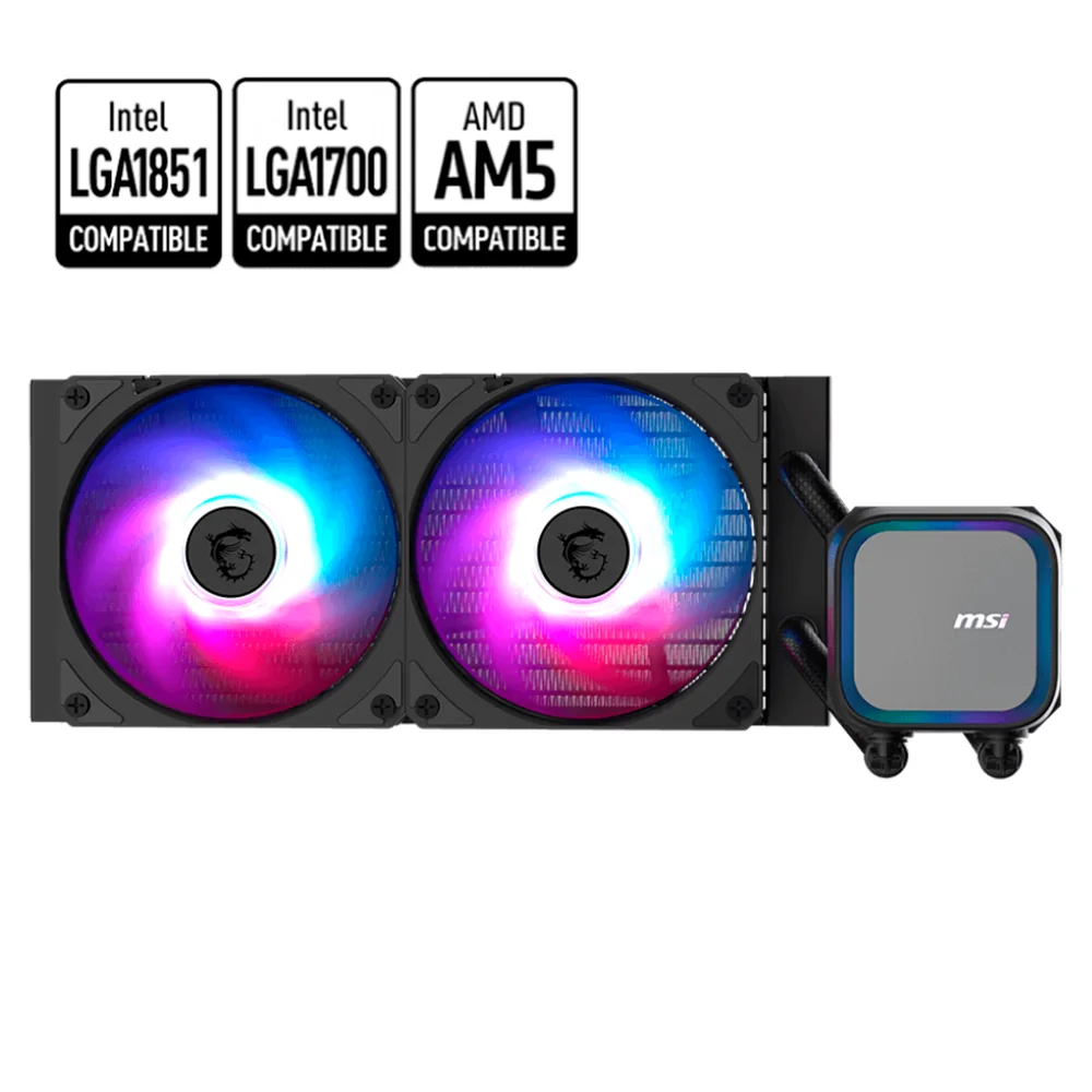 Enfriamiento Líquido / MSI MAG CORELIQUID A13 240 / ARGB / Ez Connect / Doble Ventiladores ARGB PWN de 120mm / Negro / MAG CORELIQUID A13 240 / MSIB / Promo MSI