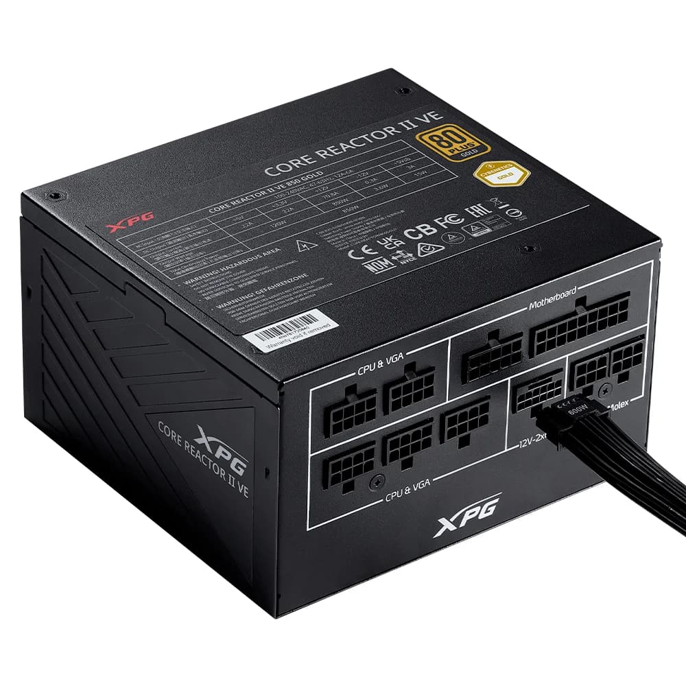 Fuente de Poder XPG CORE REACTOR II VE / 750W / 80+ Gold / Modular / 24-pin ATX / 120mm / COREREACTORIIVE750G-BKCUS