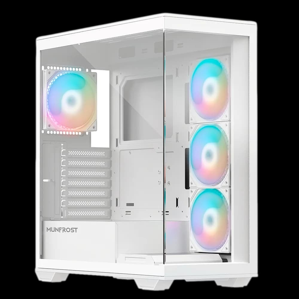 Gabinete Munfrost POLARIS / Cristal templado / ARGB / ATX-Micro ATX-Mini ITX / WHITE / 4 Ventiladores ARGB Incluidos / CGPOLARISWMFT/