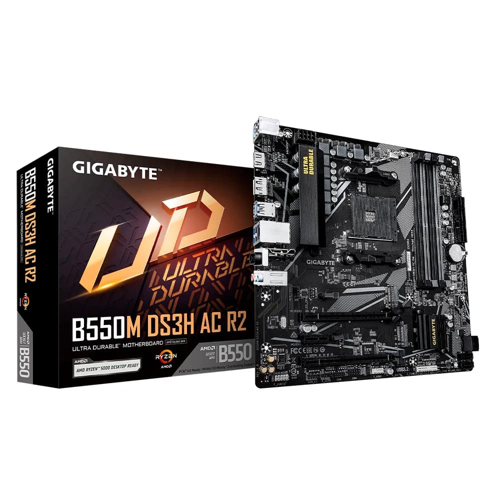 Tarjeta Madre Gigabyte B550M DS3H AC R2 / Micro-ATX / AM4 / AMD B550 / Up to 128GB DDR4 / HDMI/DP / B550M DS3H AC R2