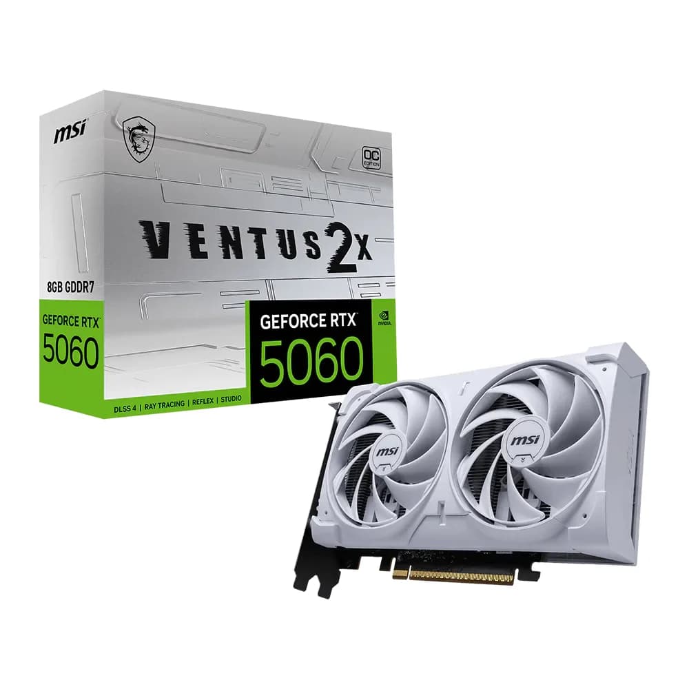 Tarjeta de Video MSI GeForce RTX 5060 VENTUS 2X 8GB OC WHITE / Dual Fan / GDDR7 / 912-V537-034