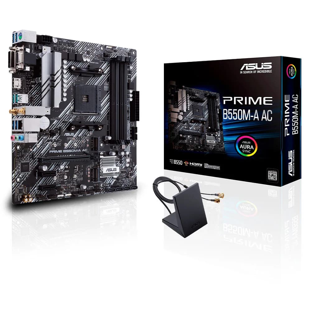 Tarjeta Madre Asus PRIME-B550M-A-AC / AM4 / AMD RYZEN 3000 SERIES / micro ATX / PRIME B550M-A AC / ABF