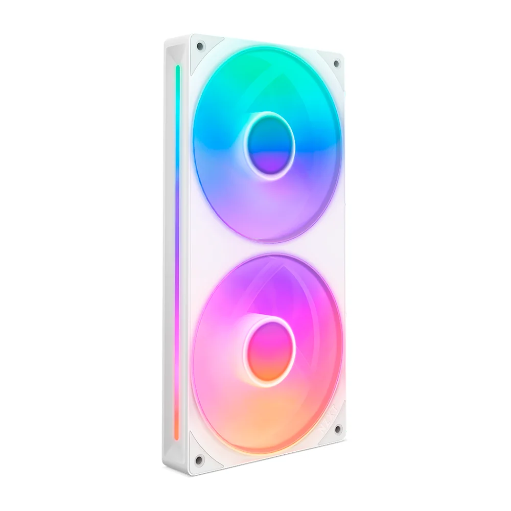 Unidad de Ventilador monocasco NZXT F280 RGB Core / 280mm con 2 Ventiladores RGB de 140mm / Control de Velocidad e iluminación / Alta presión estática y Flujo de Aire / 8 LED ARGB/ Blanco / RF-U28HF-W1 / NZXTPROMO