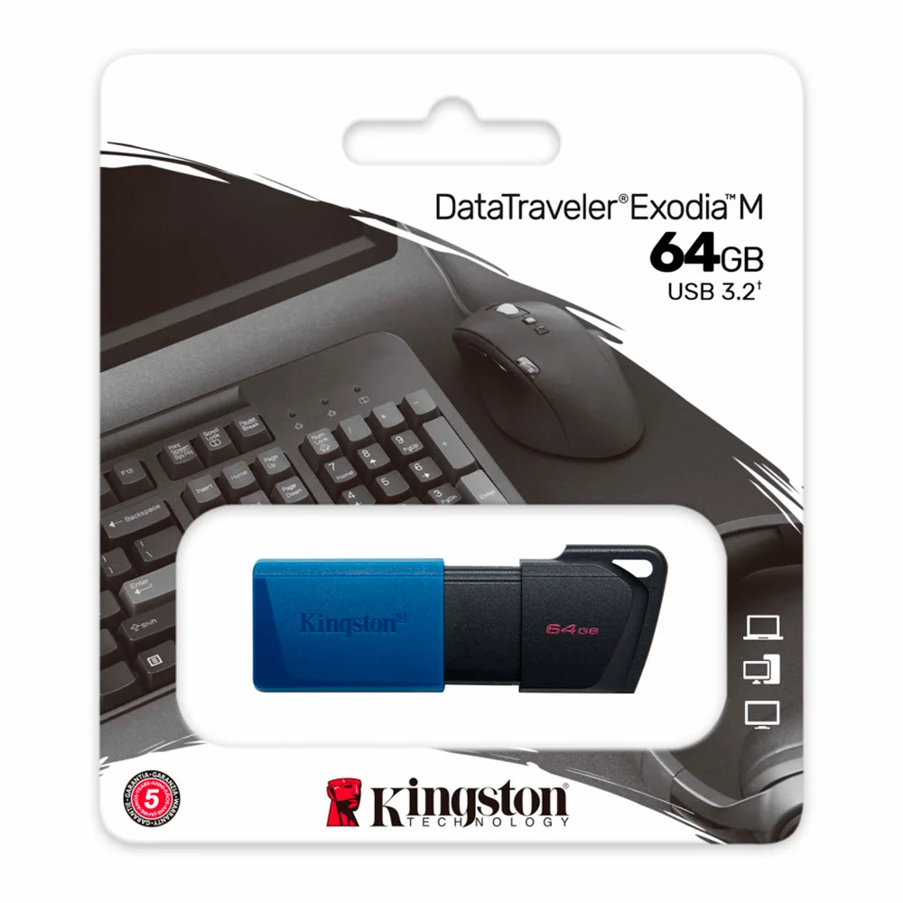 Memoria USB Kingston DataTraveler Exodia M / 64GB / USB A / Negro/Azul / DTXM/64GB