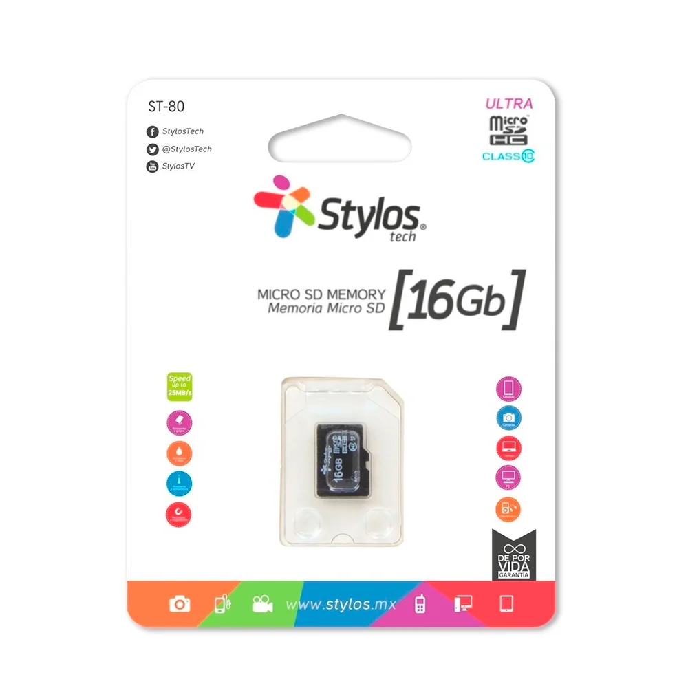 Memoria Flash Stylos STMSDS2B / 16GB MicroSDHC / UHS-I Clase 10 / STMSDS2B