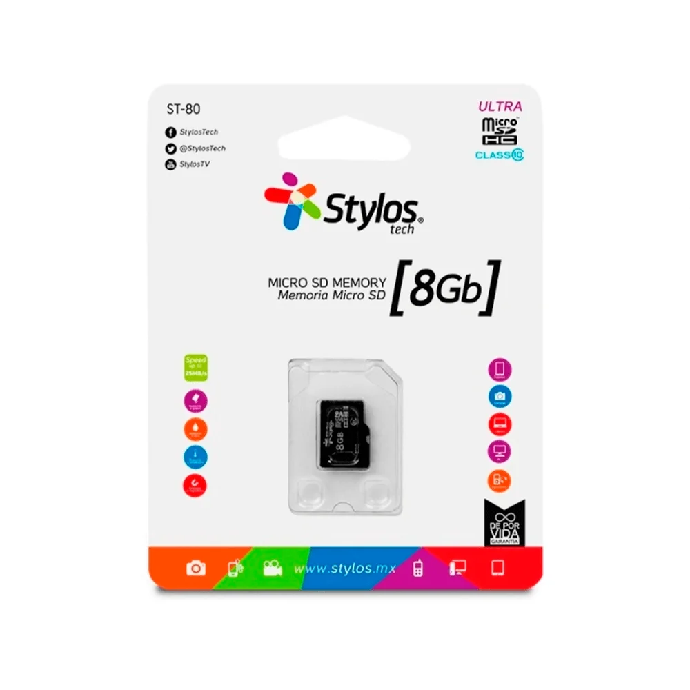 Memoria Flash Stylos STMSDS1B / 8GB MicroSDHC UHS-I Clase 10 / STMSDS1B