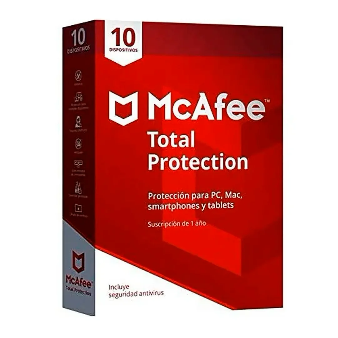 Antivirus McAfee Total Protection / 10 Dispositivos / 1 Año / Windows/Mac/Android/iOS / MTP00LNRXRDA // YYGH3