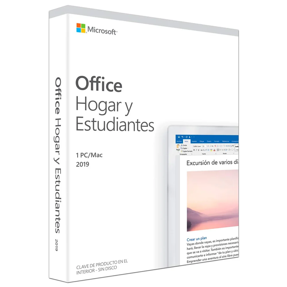 Licencia Microsoft Office 2019 Hogar y Estudiantes 32/64 Bits Español 1 Equipo - 79G-05026