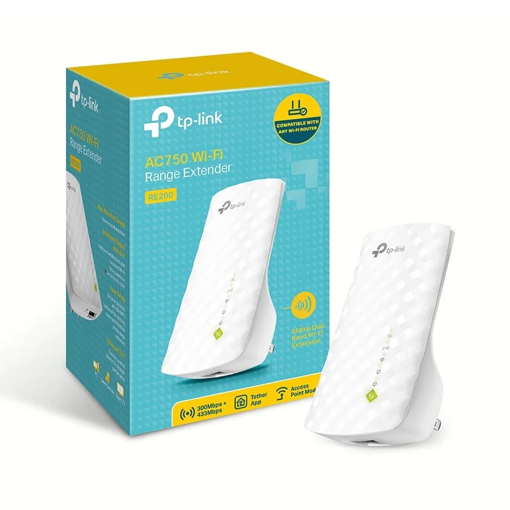 Expansor de Cobertura TP-Link RE200 / AC750 / Enchufe a pared / WPS / 2 Antenas
