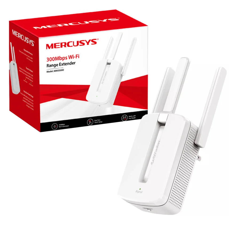 Expansor de Cobertura Mercusys Wifi 300Mbps / Enchufe a pared / WPS / 3 Antenas / MW300RE