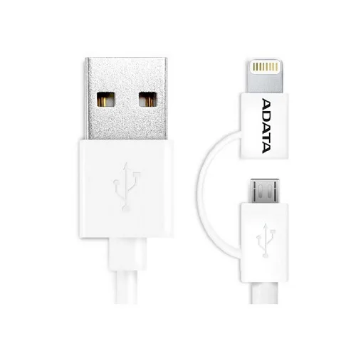 Cable Micro USB + Lighting a USB / Dual / Adata AMFI2IN1-100CM-CWH